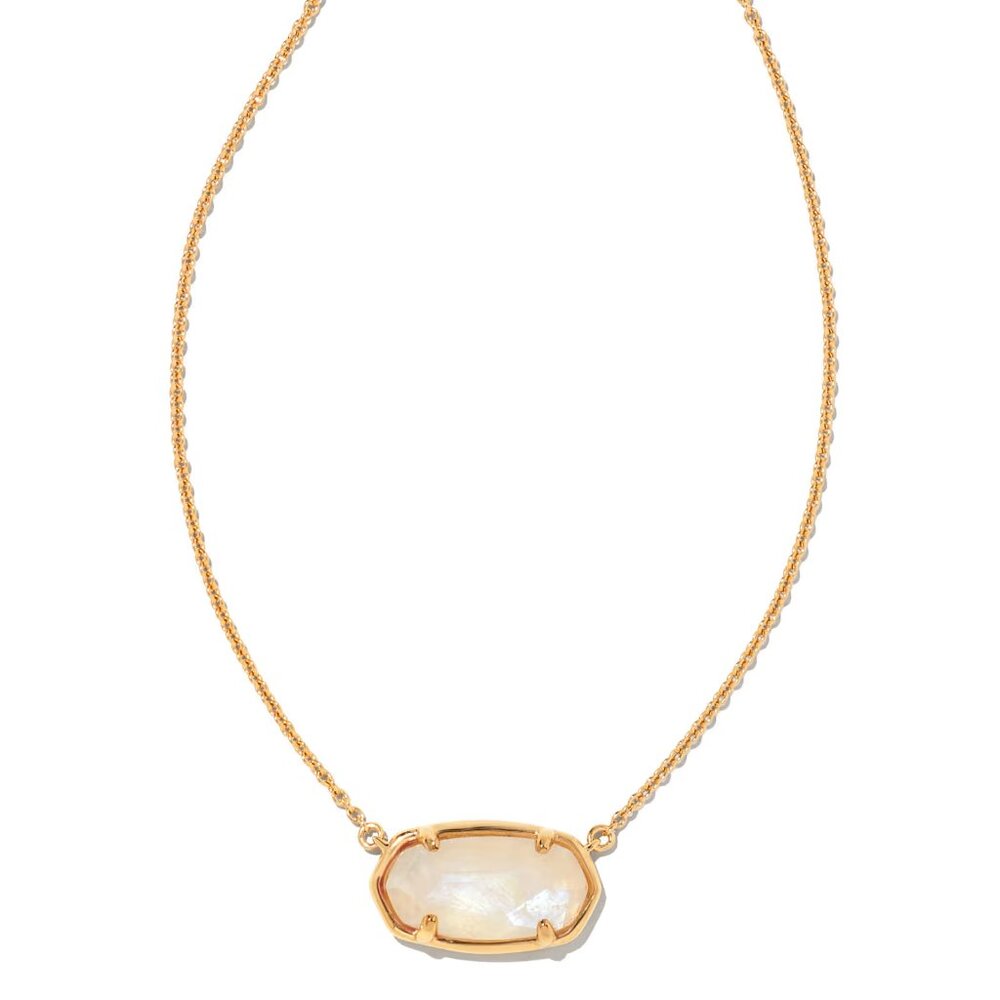 NEW NWT KENDRA SCOTT ELISA 18K GOLD VERMEIL PENDANT NECKLACE RAINBOW MOONSTON